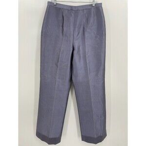 MAX NUGUS High Waist Pleated Wide Leg 100% Silk Metallic Purple Pants Size M